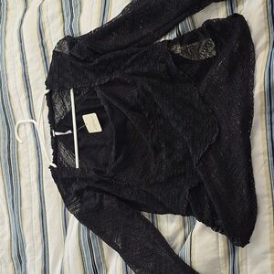 Free People Black Lace Top